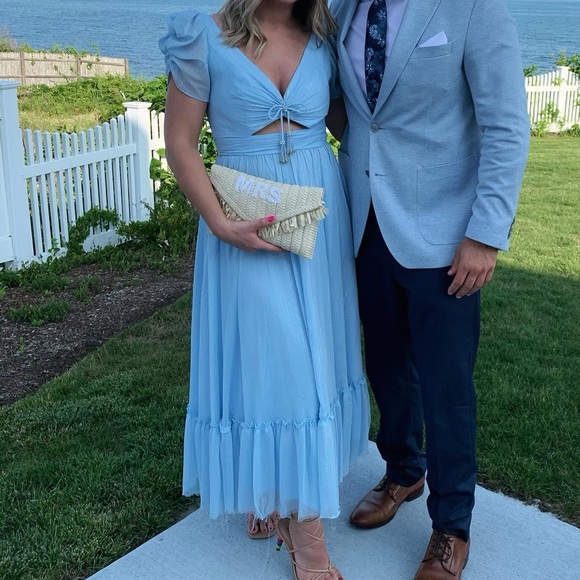 Mac Duggal  Size 4 Ruffle Tiered Metallic Ruched Shoulder Dress - Picture 2 of 14